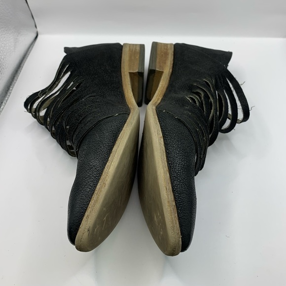 Free People Lost Valley Black Cutout Boho Oxford Ankle Boot Booties Sz 37 US 7 - Picture 6 of 8